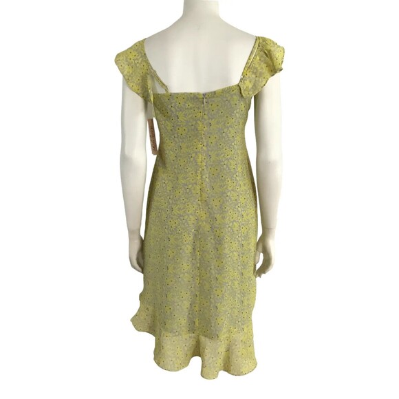 Nanette By Nanette Lepore Yellow Floral Sleeveless Asymmetrical Chiffon Dress 2 - Picture 4 of 14